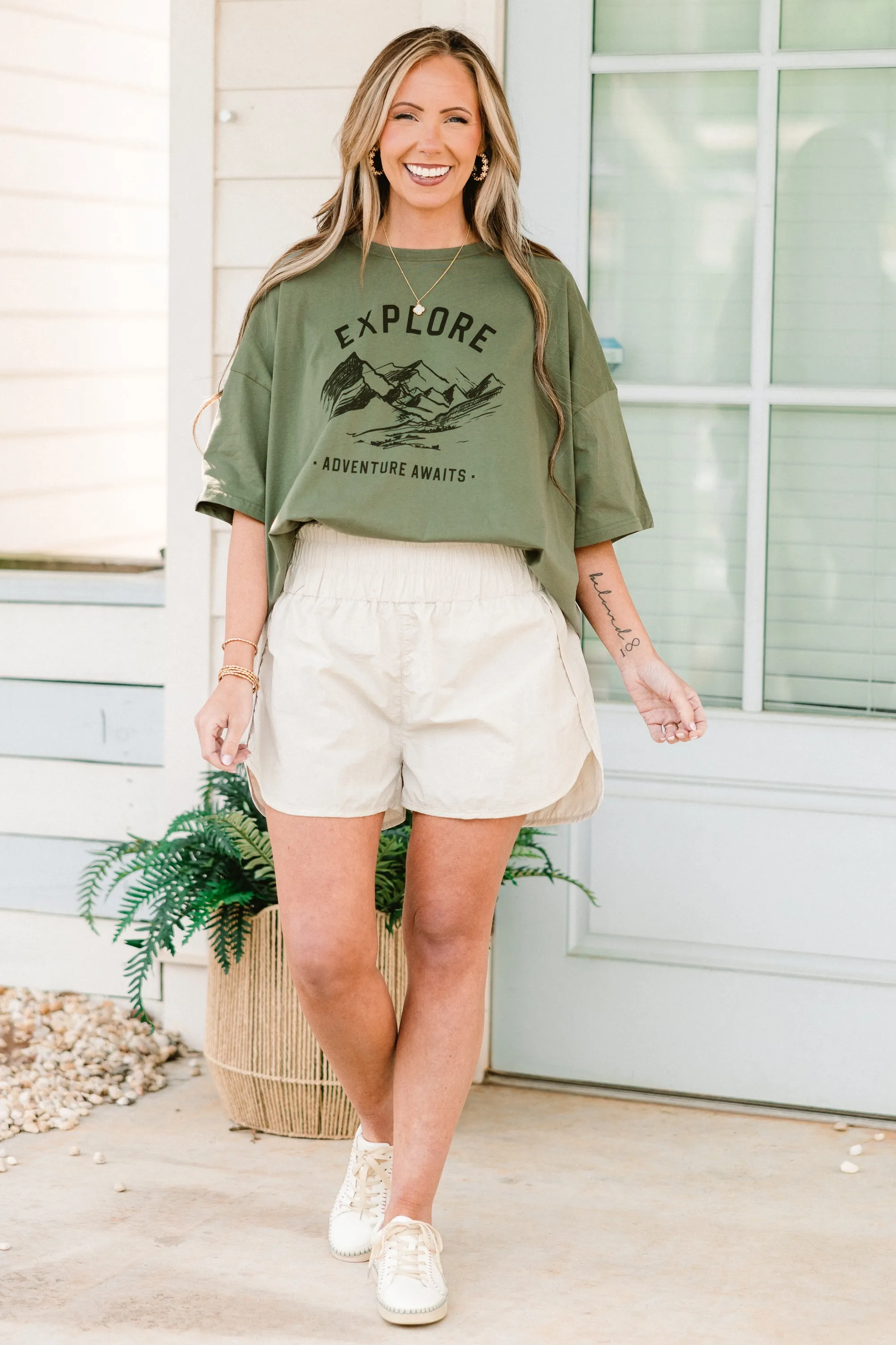 Explore More Boyfriend Tee, Moss