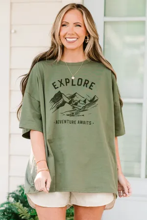 Explore More Boyfriend Tee, Moss