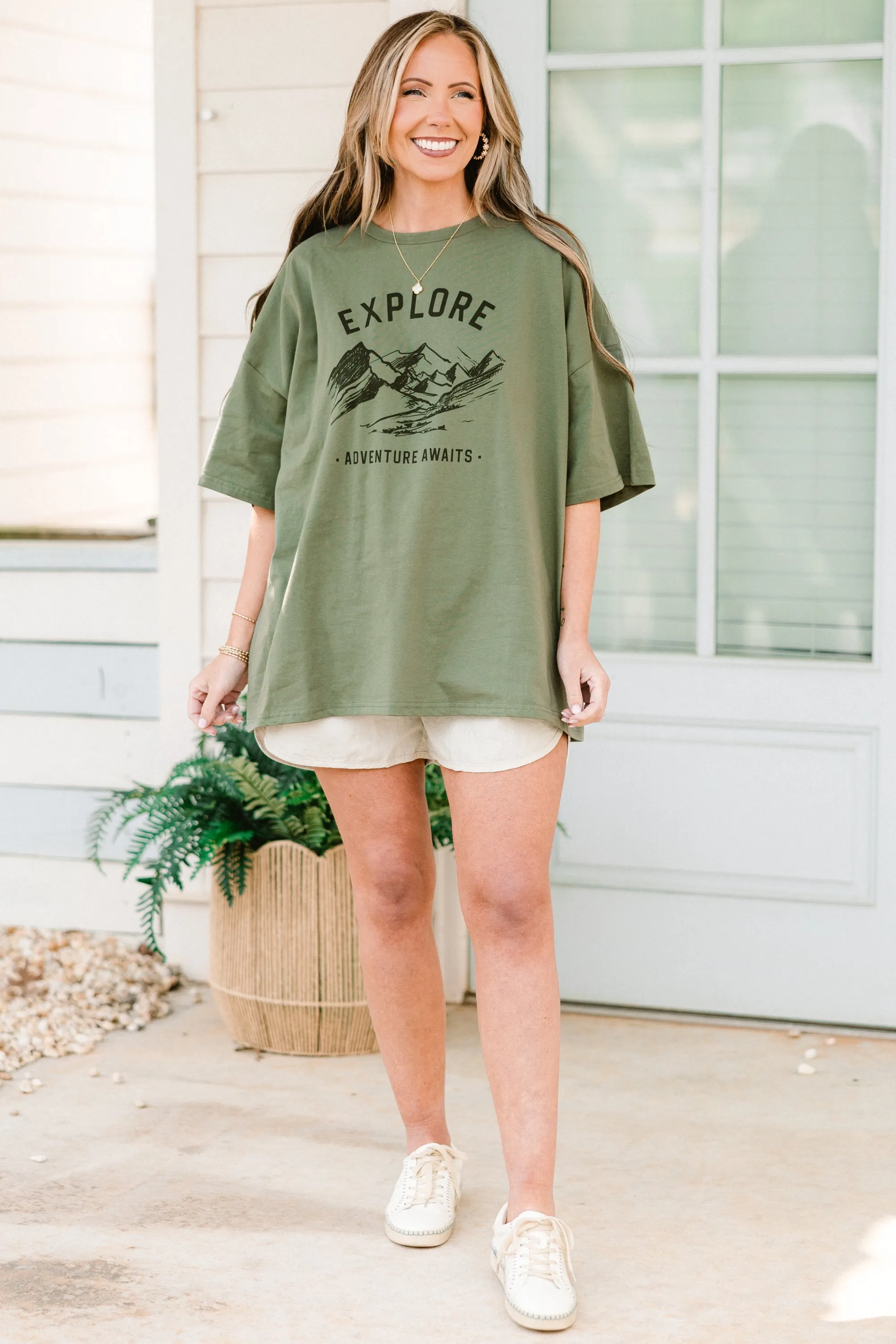 Explore More Boyfriend Tee, Moss