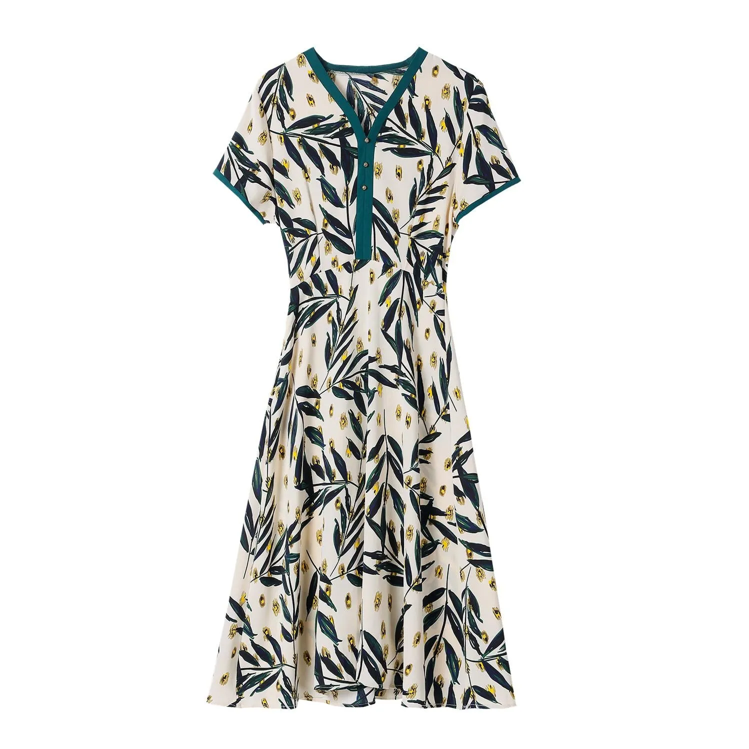 Exquisite Chiffon Dress featuring Contrast Trim