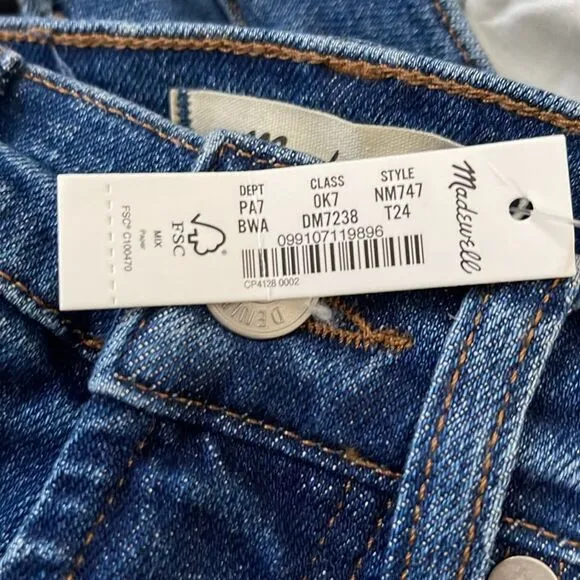*Flaw-Discoloration* Madewell NWT Tall '90s Straight Jeans Size 24T Barlow Wash