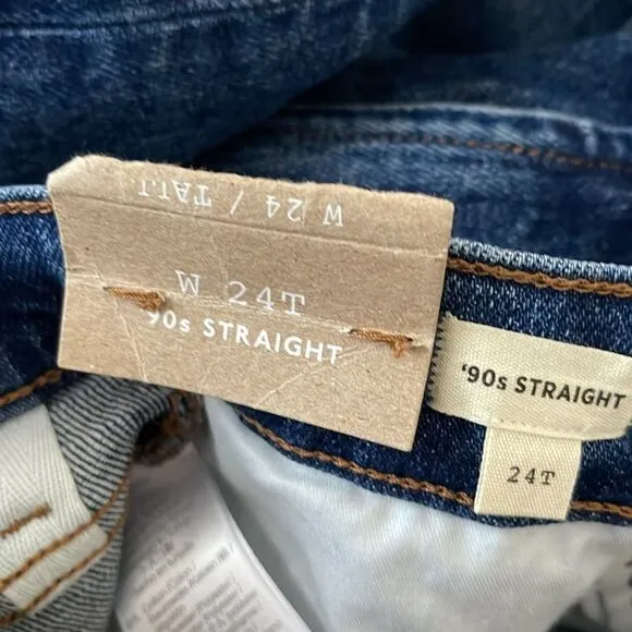*Flaw-Discoloration* Madewell NWT Tall '90s Straight Jeans Size 24T Barlow Wash