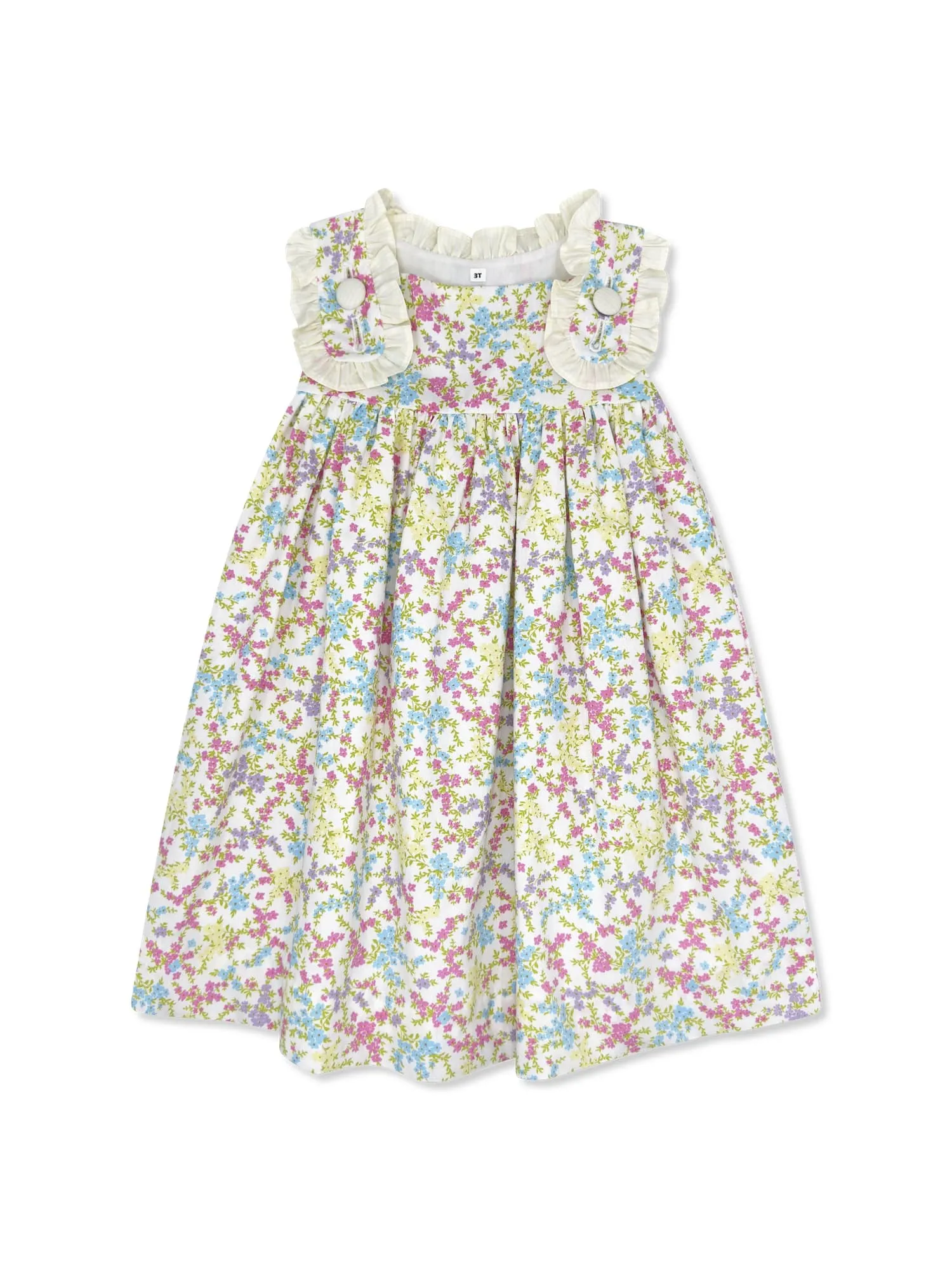 Frances Flap Dress - Bellflower Blossom, Buttercup Ministripe