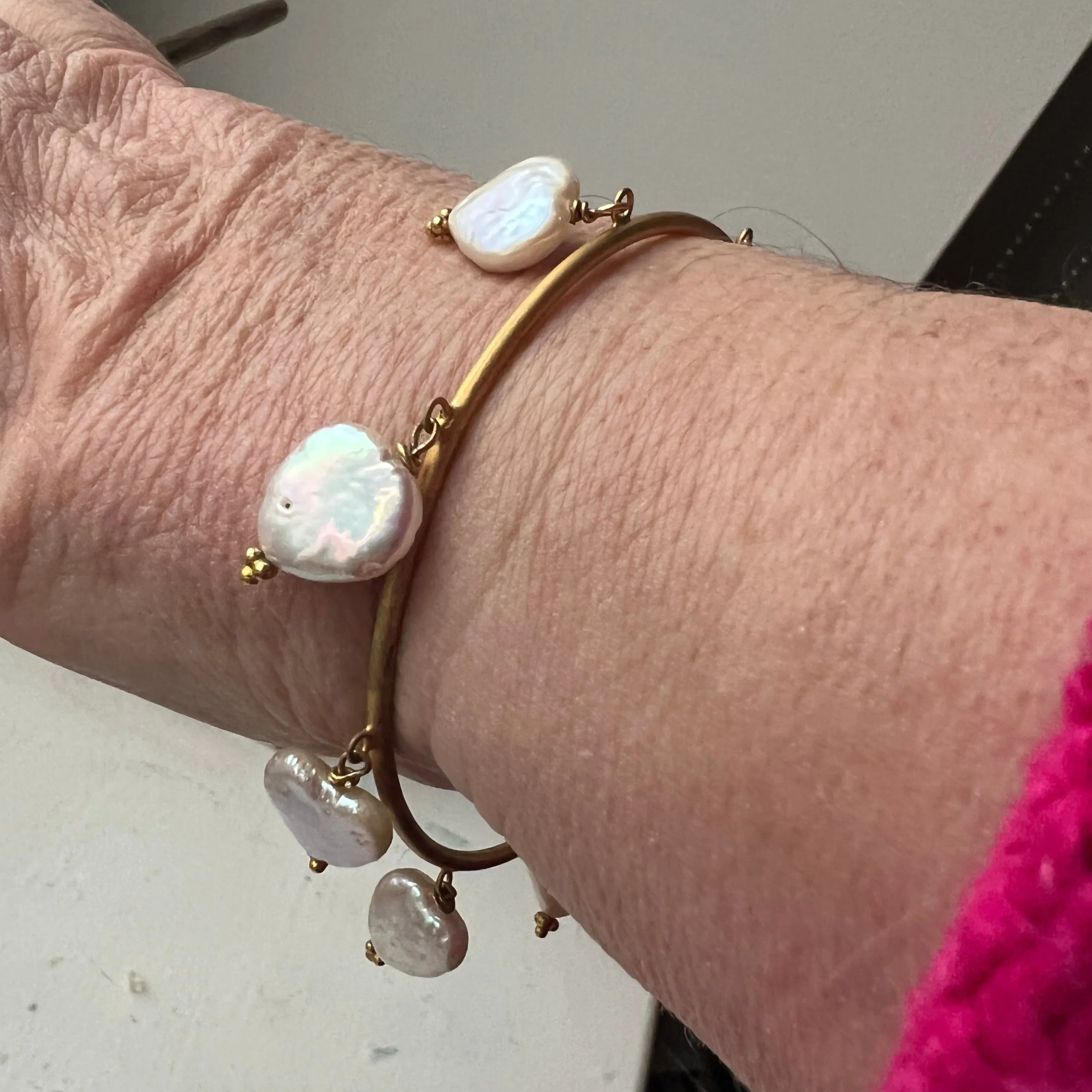 Freshwater Pearl Heart Charm Bracelet
