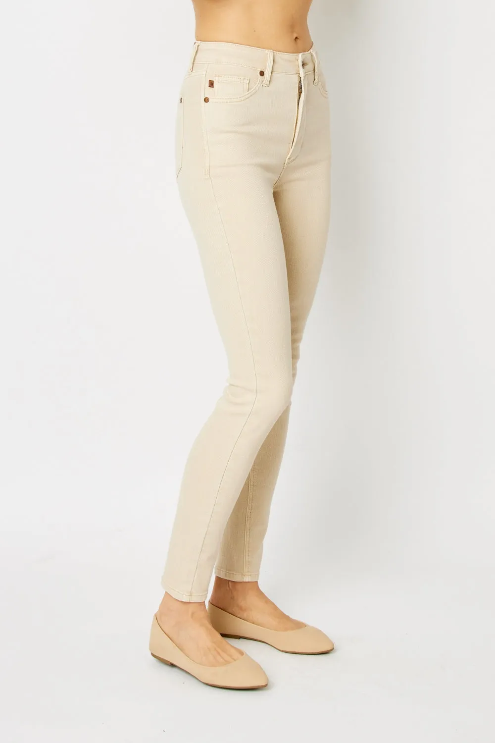 Gideon Judy Blue Full Size Garment Dyed Tummy Control Skinny Jeans