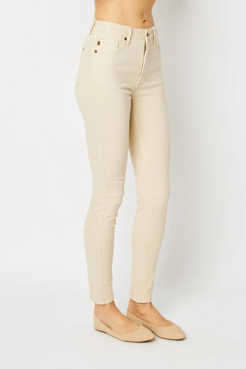 Gideon Judy Blue Full Size Garment Dyed Tummy Control Skinny Jeans