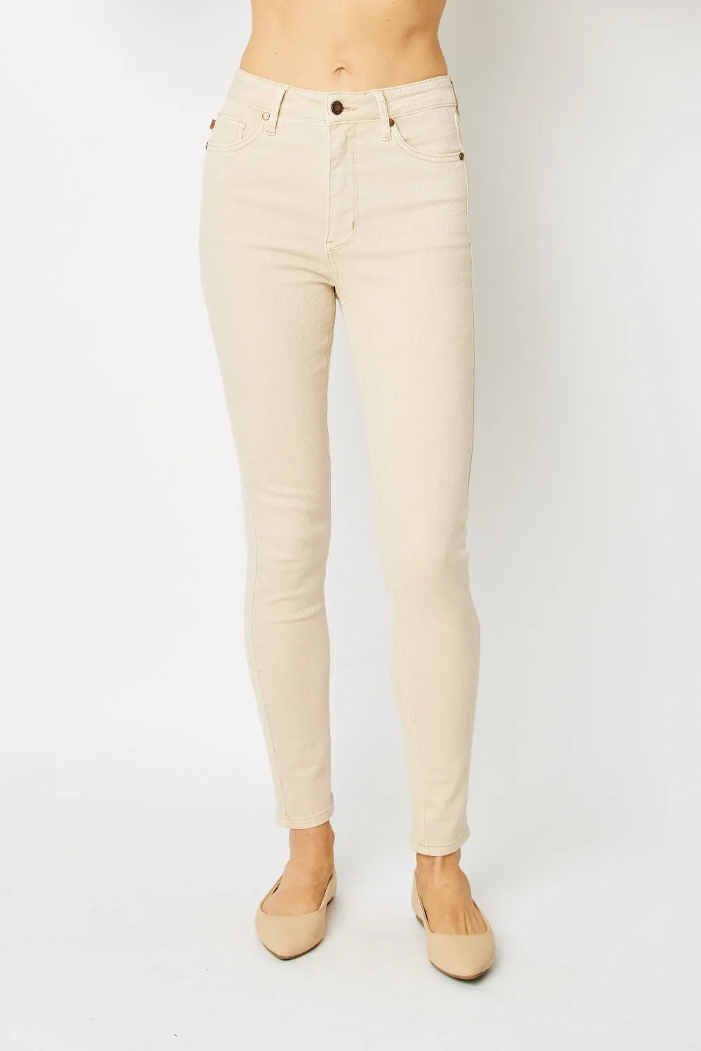 Gideon Judy Blue Full Size Garment Dyed Tummy Control Skinny Jeans