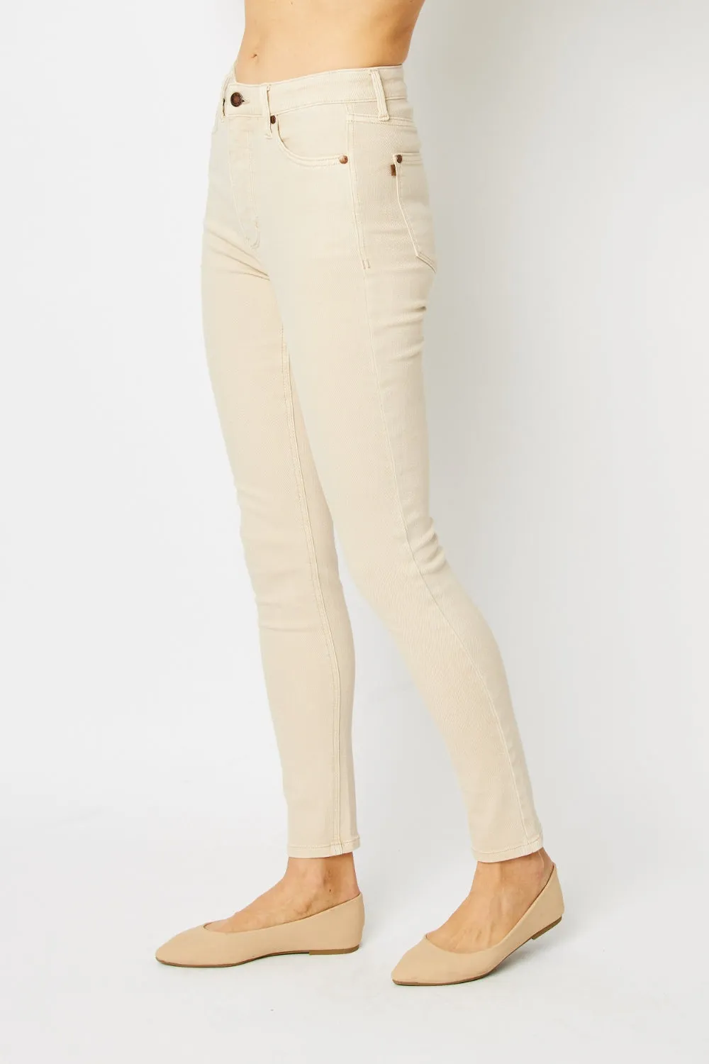 Gideon Judy Blue Full Size Garment Dyed Tummy Control Skinny Jeans