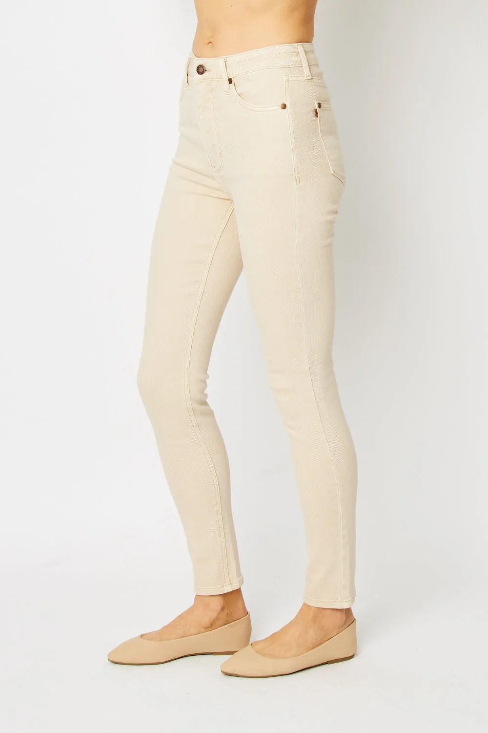 Gideon Judy Blue Full Size Garment Dyed Tummy Control Skinny Jeans