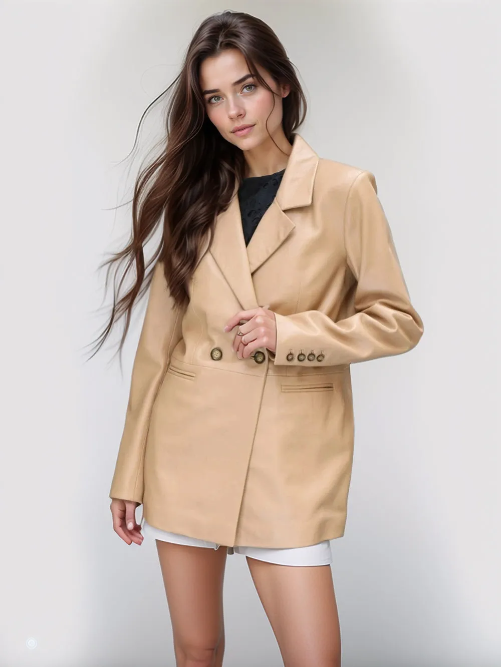 Glow Chic Leather Blazer for Women