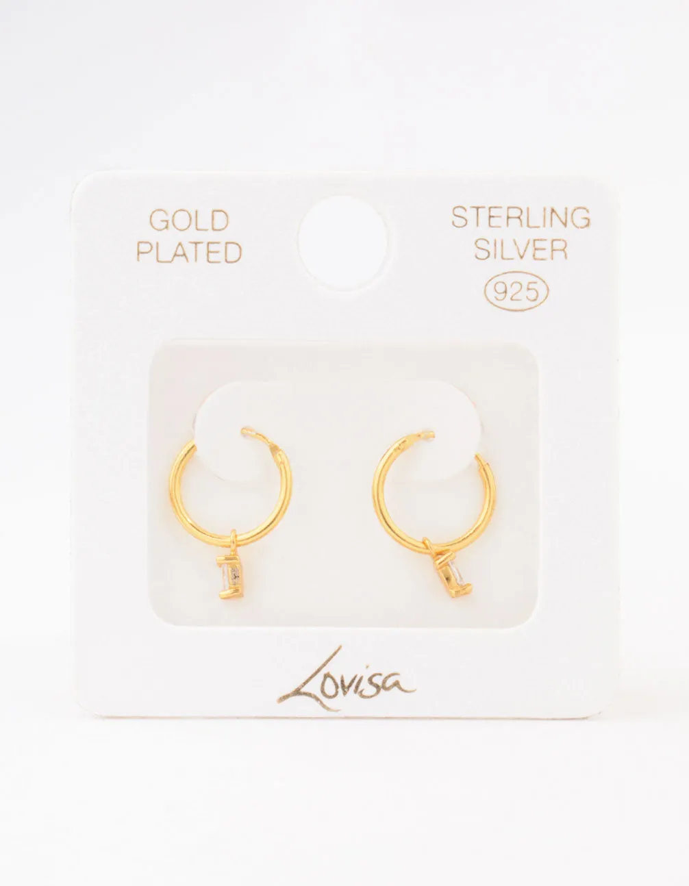 Gold Plated Sterling Silver Cubic Zirconia Oval Hoop Earrings