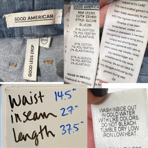 GOOD AMERICAN Blue 268 Good Legs Crop Skinny Jean Size 8/29