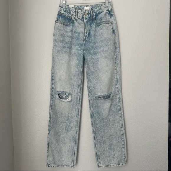 Good American Good 90s women’s Jeans Light Wash Size‎ 2/26 Distressed Like New