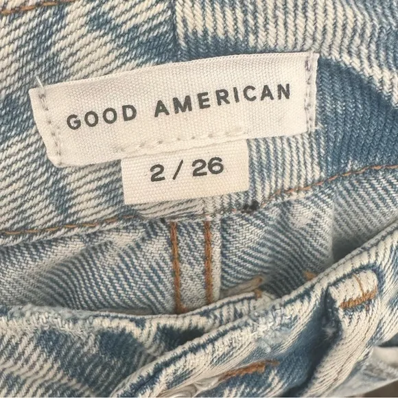 Good American Good 90s women’s Jeans Light Wash Size‎ 2/26 Distressed Like New