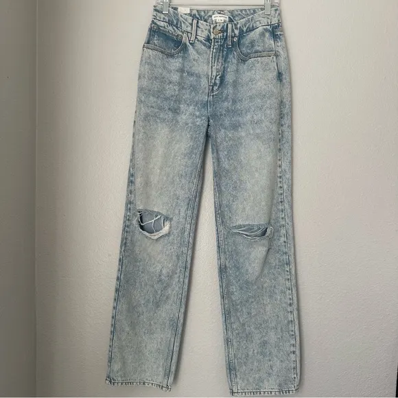 Good American Good 90s women’s Jeans Light Wash Size‎ 2/26 Distressed Like New
