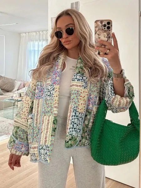 Gracie - Retro-Wattierte Strickjacke mit Taschen