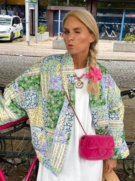 Gracie - Retro-Wattierte Strickjacke mit Taschen