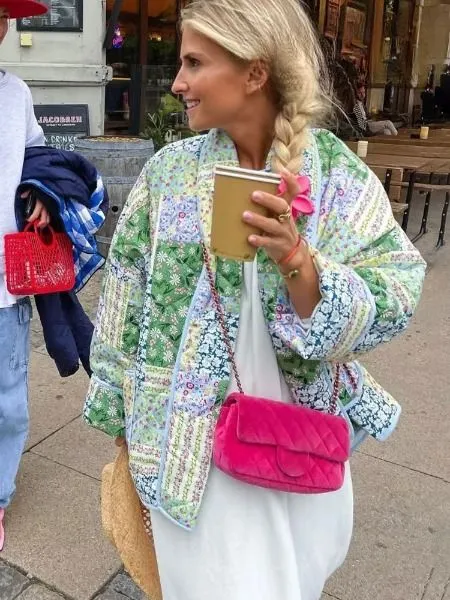 Gracie - Retro-Wattierte Strickjacke mit Taschen
