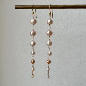 Graduated Size White, Pink, Cream Fresh Water Pearl Earring