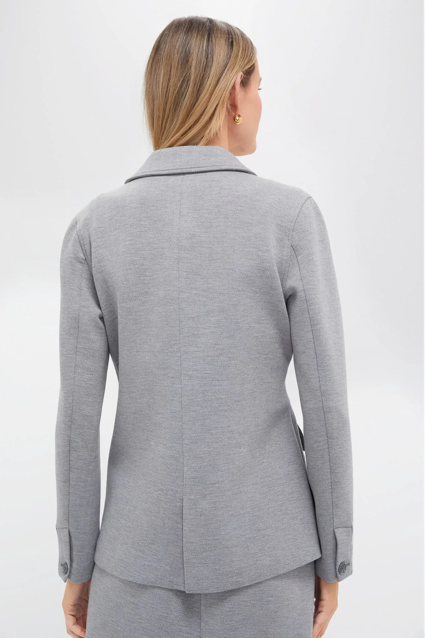 Gray Herringbone Jeanne Travel Blazer