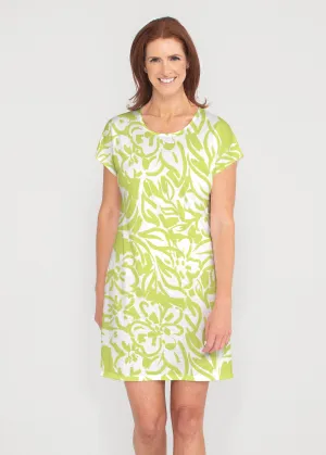 Greek Breeze Lime (8165) ~ French Terry Short Sleeve Crew Dress