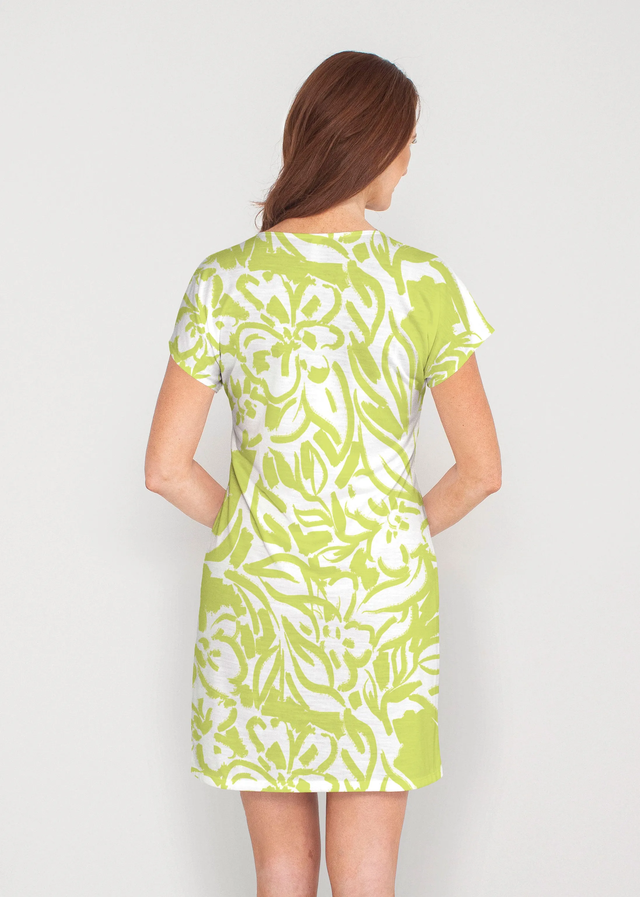Greek Breeze Lime (8165) ~ French Terry Short Sleeve Crew Dress