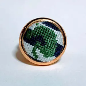 Green & Navy Jumper Horse Needlepoint Ring