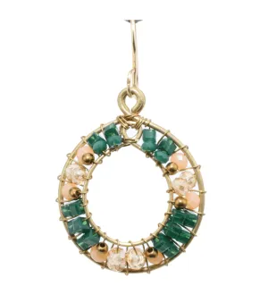 Green and Gold Delica Beaded Earrings