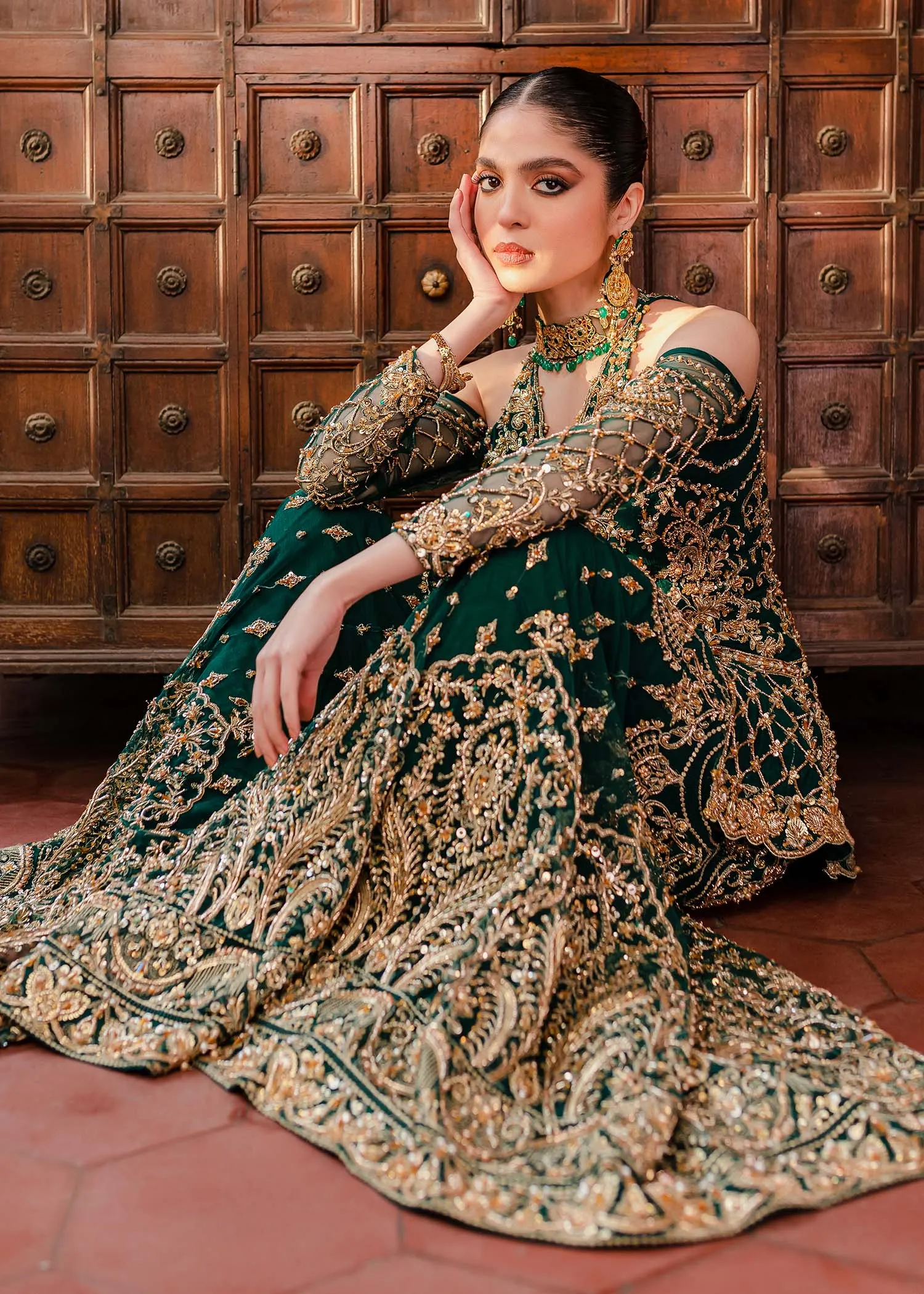 Green Kameez and Sharara for Pakistani Mehndi Dresses