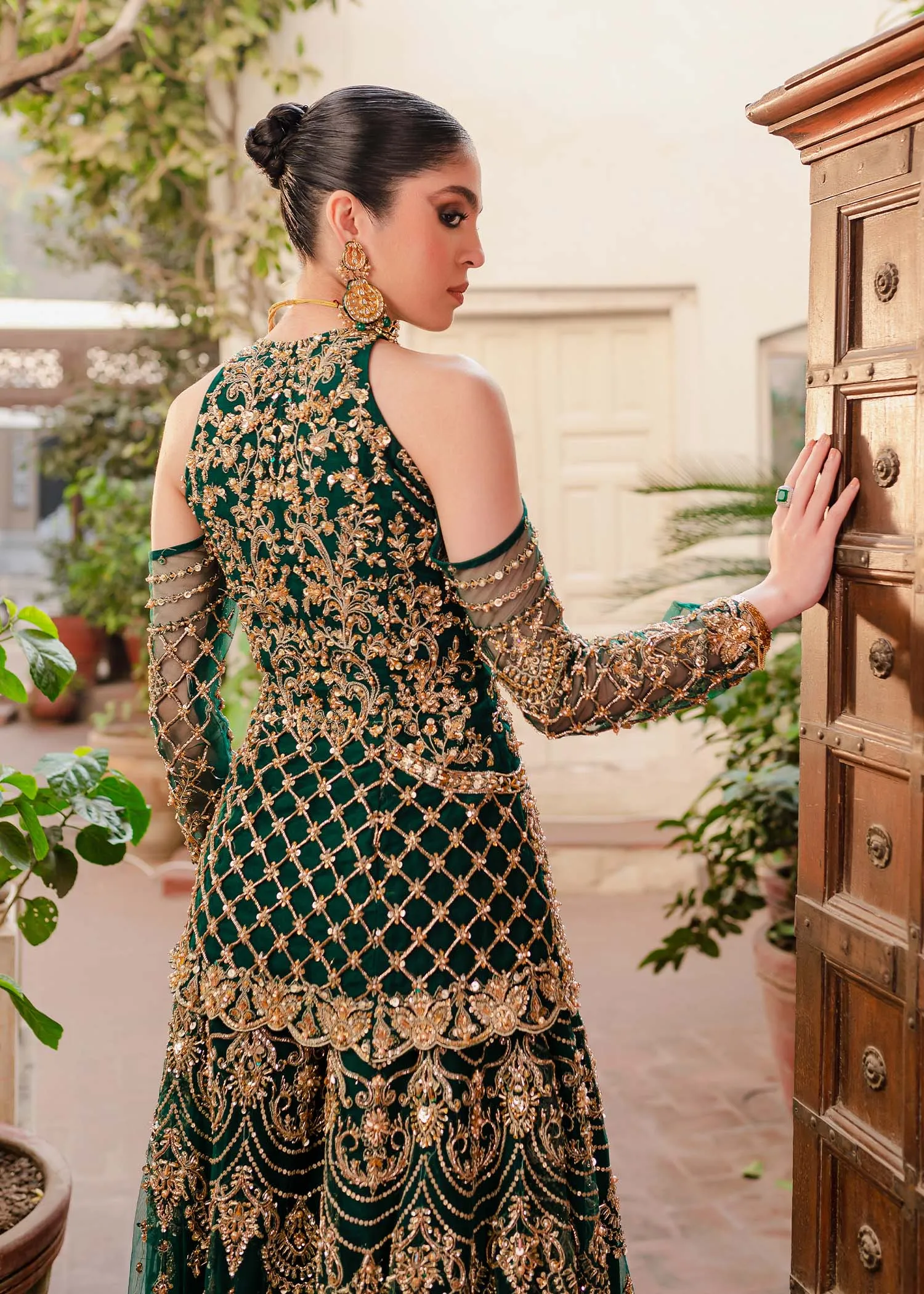 Green Kameez and Sharara for Pakistani Mehndi Dresses