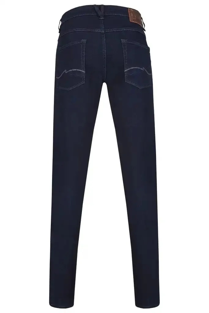 Hattric Men's Jeans Harris Slim Leg Stretch 688495 Raw Dark Blue
