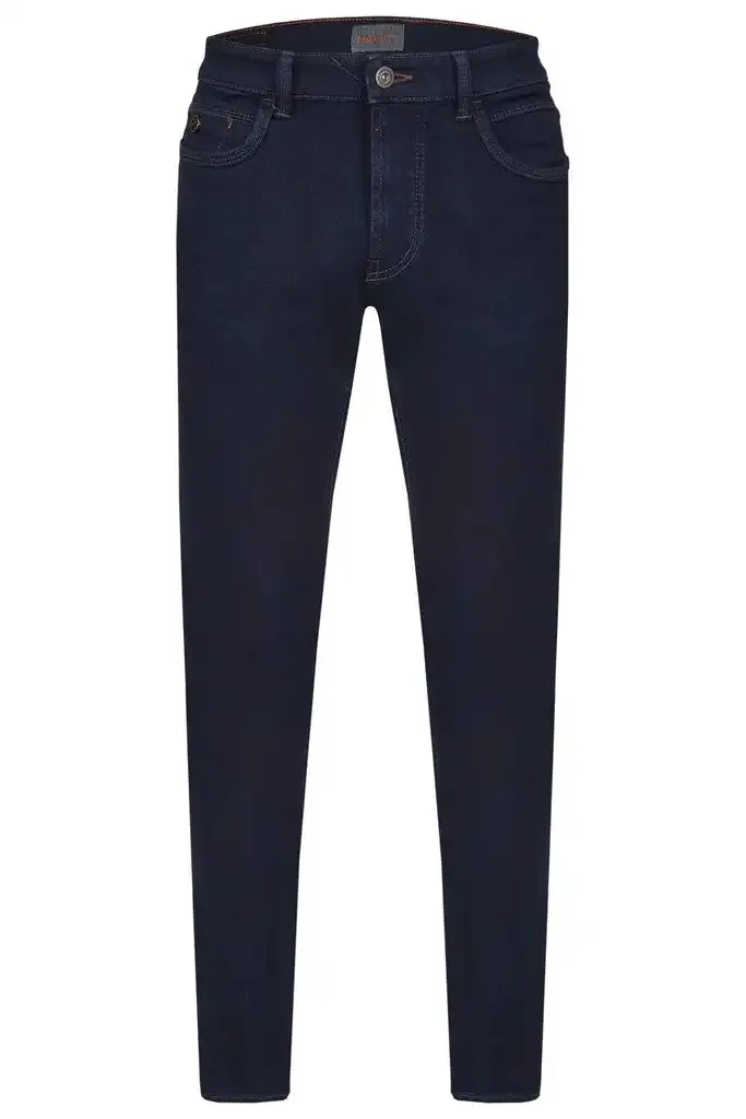 Hattric Men's Jeans Harris Slim Leg Stretch 688495 Raw Dark Blue