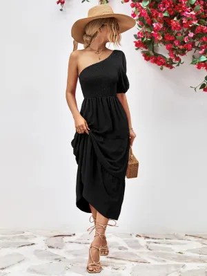 Hazel Blues® |  Smocked One-Shoulder Midi Dress