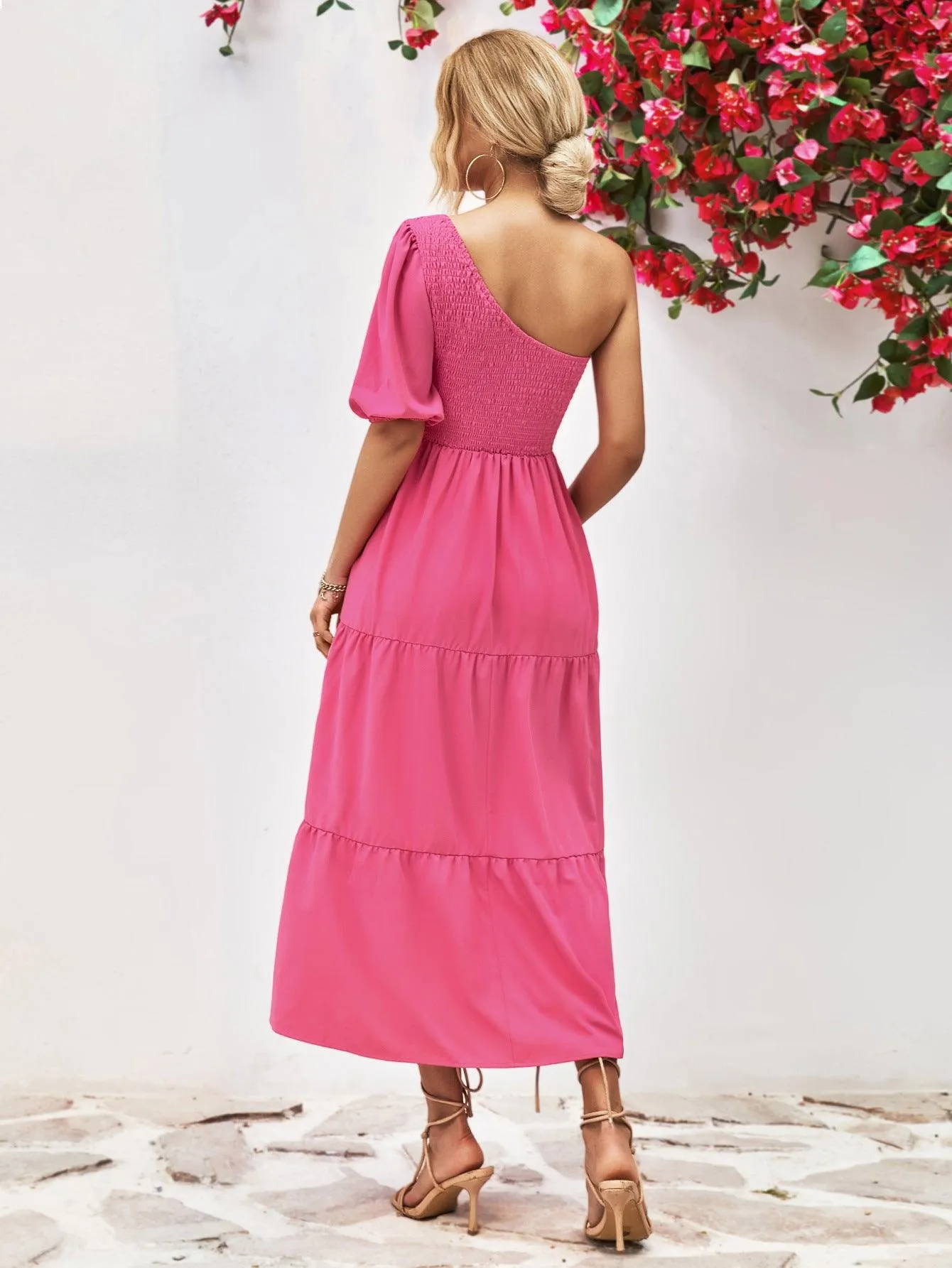 Hazel Blues® |  Smocked One-Shoulder Midi Dress