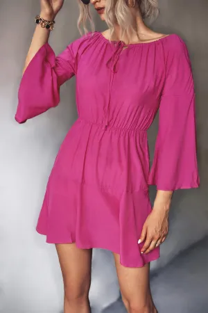 Hazel Blues® | Tie Neck Flare Sleeve Mini Dress