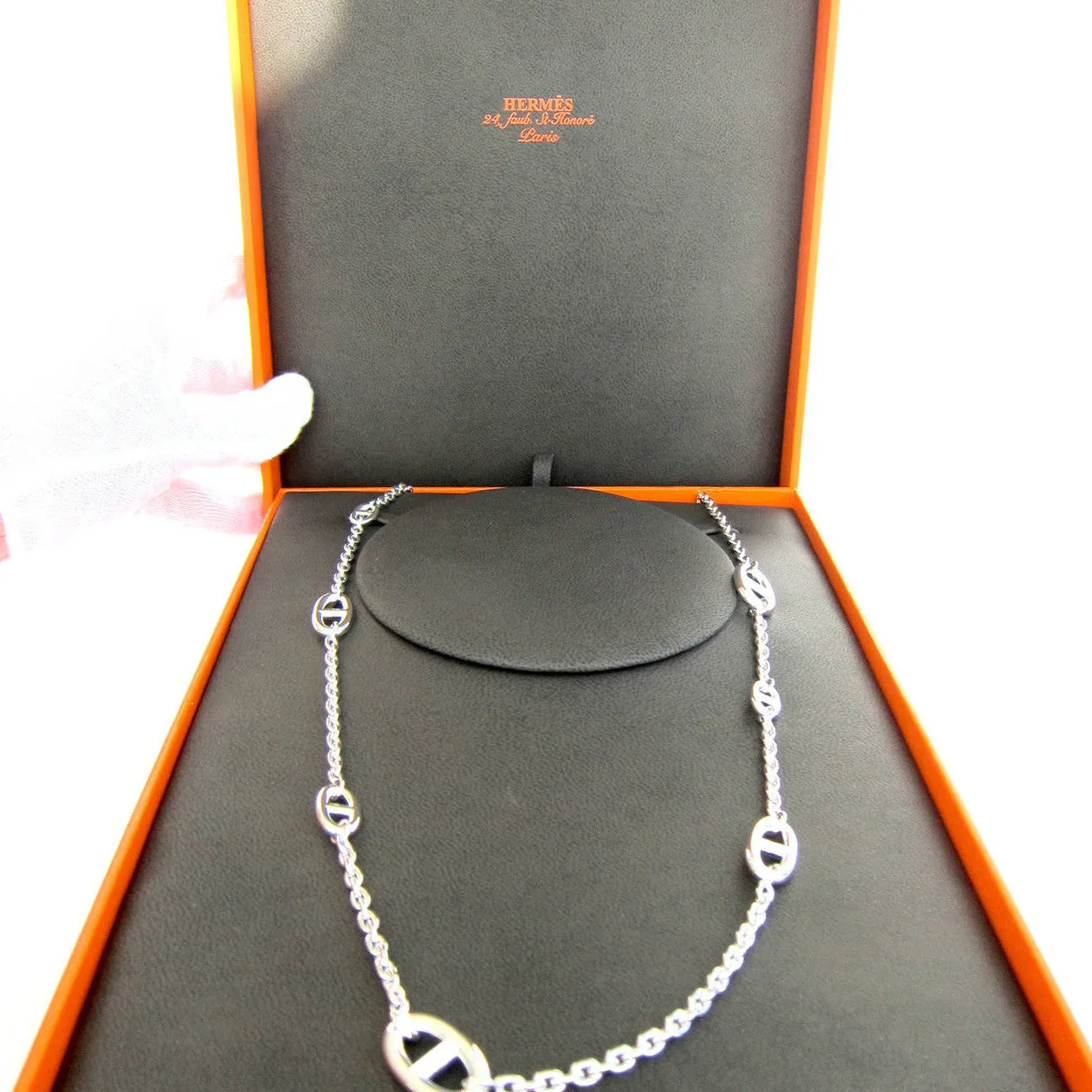 Hermes Farandole Long Solid Silver Classic Chain Necklace