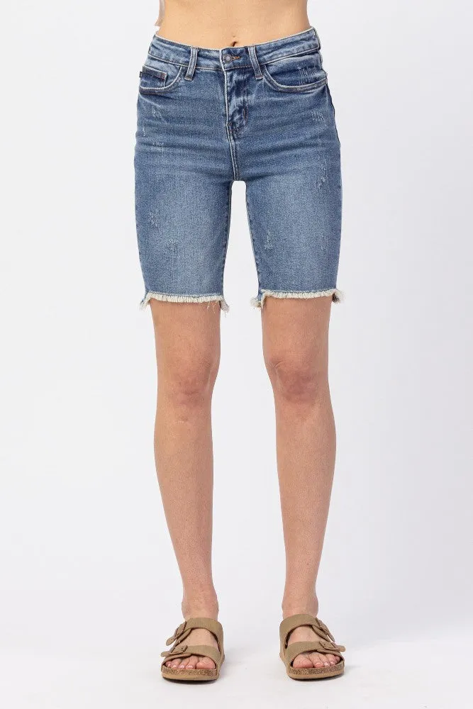 High Rise Cut Off Bermuda Shorts