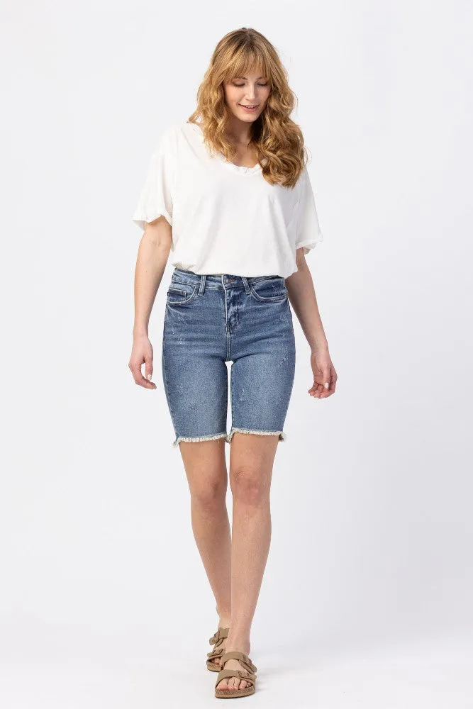 High Rise Cut Off Bermuda Shorts