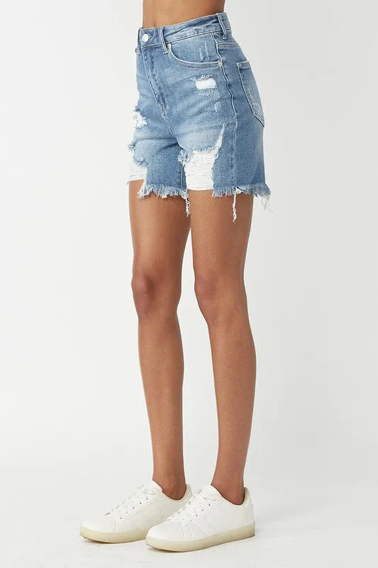 HIGHRISE MID THIGH CUTOFFS BY RISEN - LIGHT