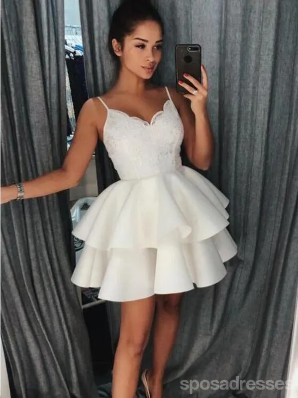 Ivory Spaghetti Straps Lace Cheap Short Homecoming Dresses Online, CM602