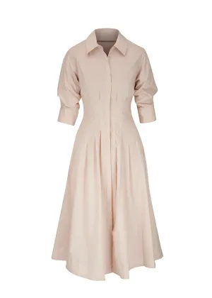 Jazz Pintuck Midi Dress (Sand)