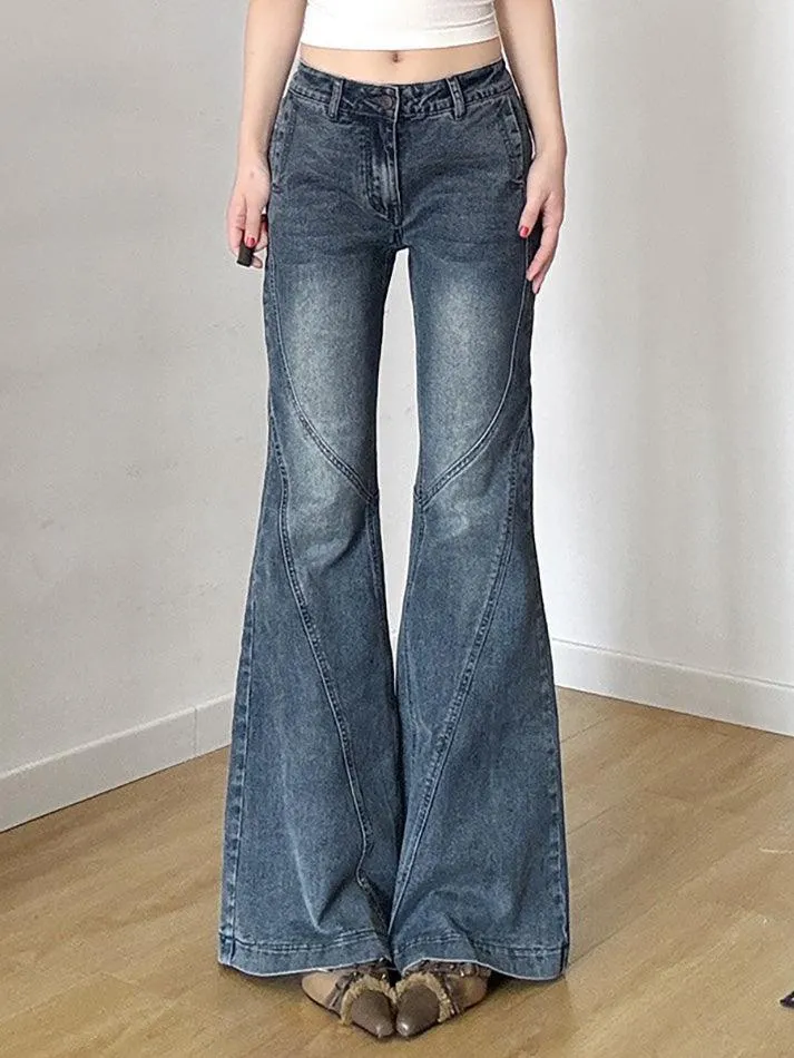JazzHer Vintage Gradient Low Rise Flared Jeans
