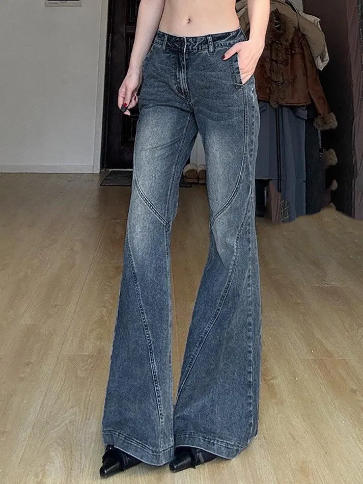 JazzHer Vintage Gradient Low Rise Flared Jeans