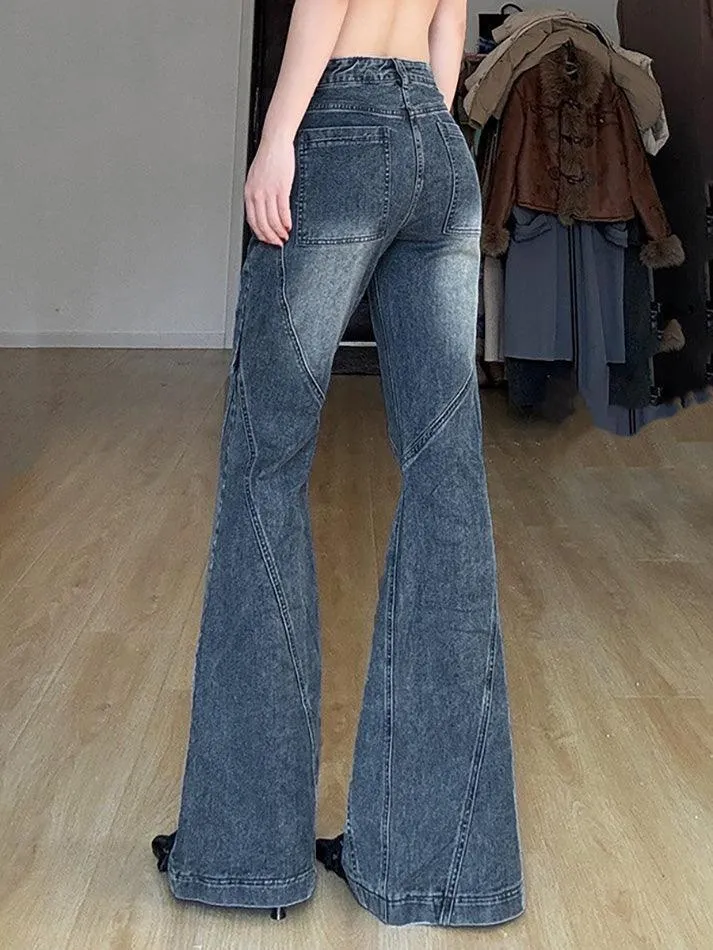 JazzHer Vintage Gradient Low Rise Flared Jeans