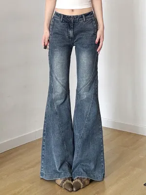 JazzHer Vintage Gradient Low Rise Flared Jeans