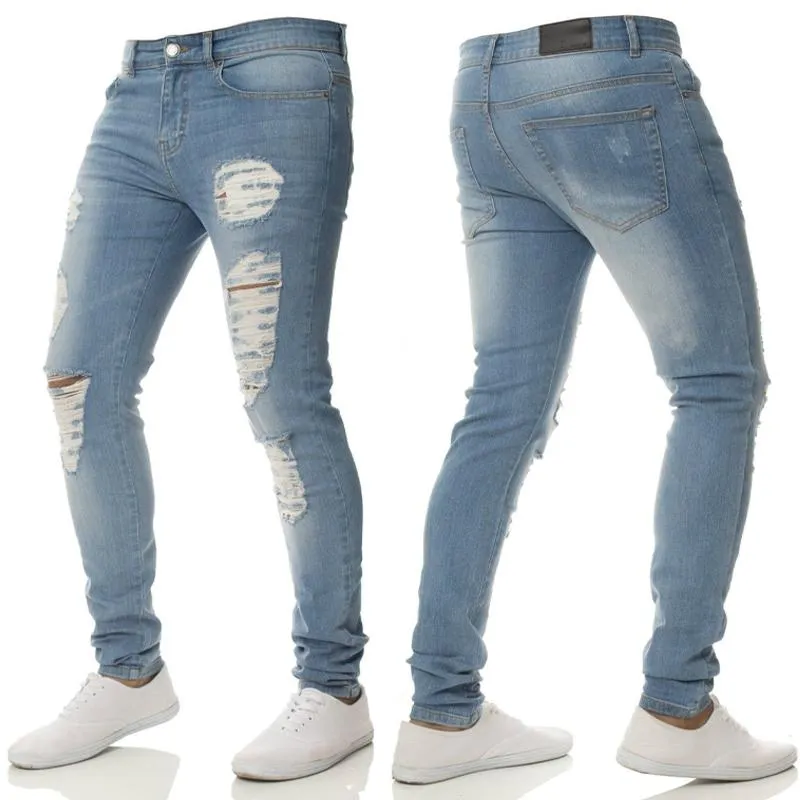 Jean slim taille haute déchiré vintage