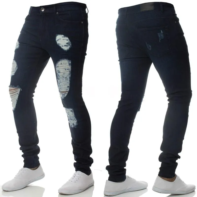 Jean slim taille haute déchiré vintage