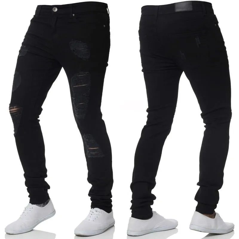 Jean slim taille haute déchiré vintage