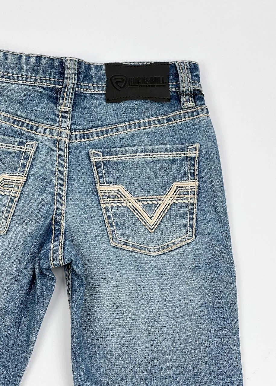 Jeans bambino Ivory Top-Stitching Slim Fit di Rock & Roll Denim