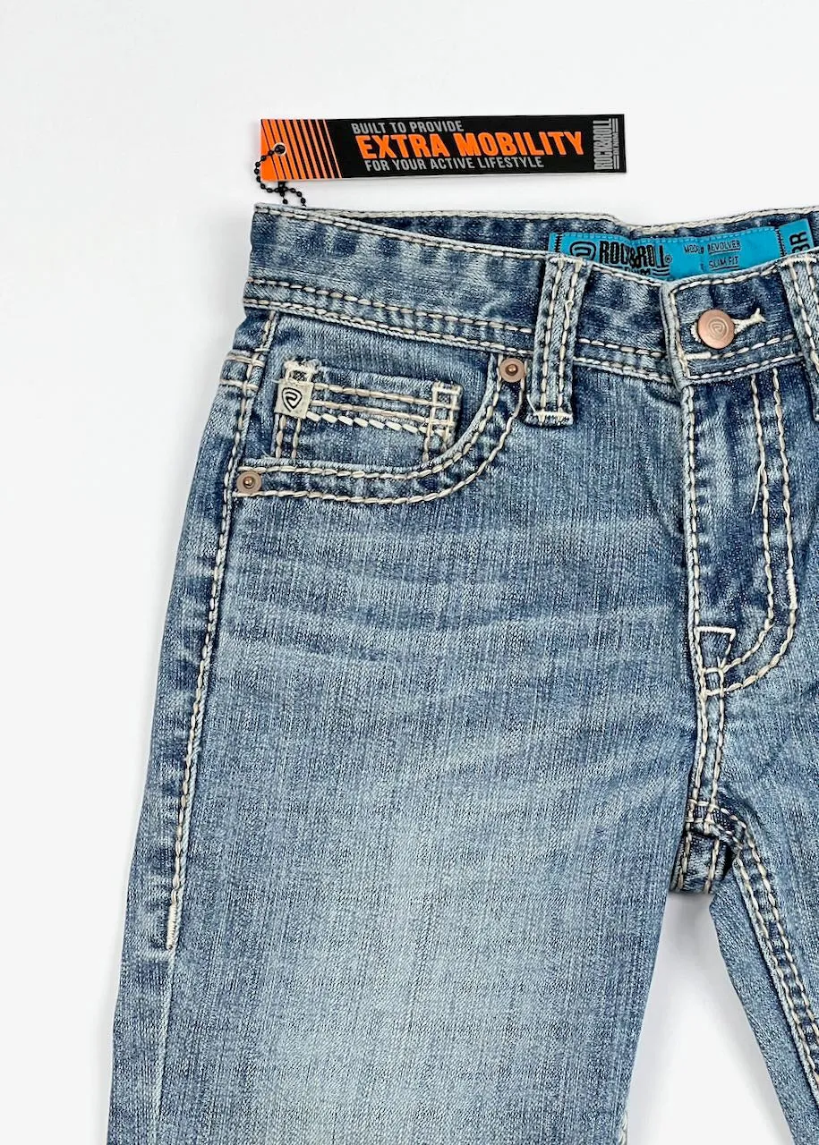Jeans bambino Ivory Top-Stitching Slim Fit di Rock & Roll Denim